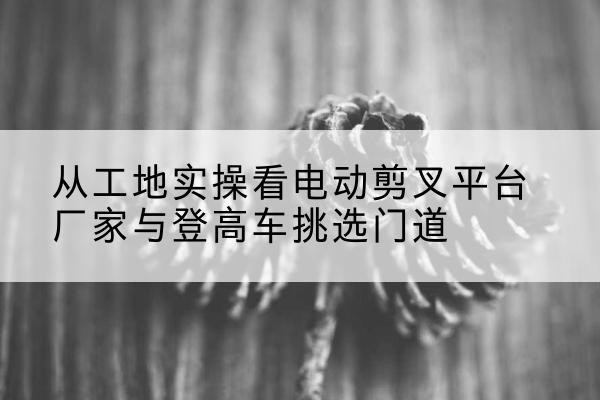 鹤城电动剪叉升降平台厂家-从工地实操看电动剪叉平台厂家与登高车挑选门道